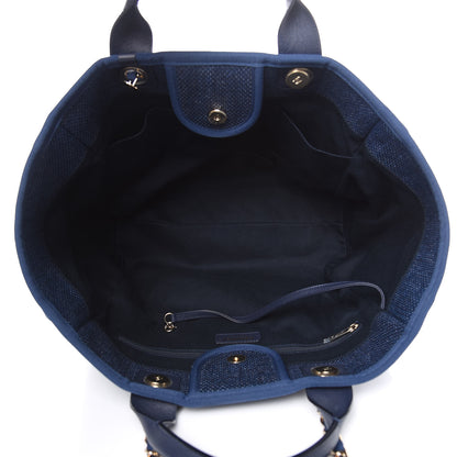 Chanel Woven Straw Raffia Large Deauville Tote Blue 5 of 10