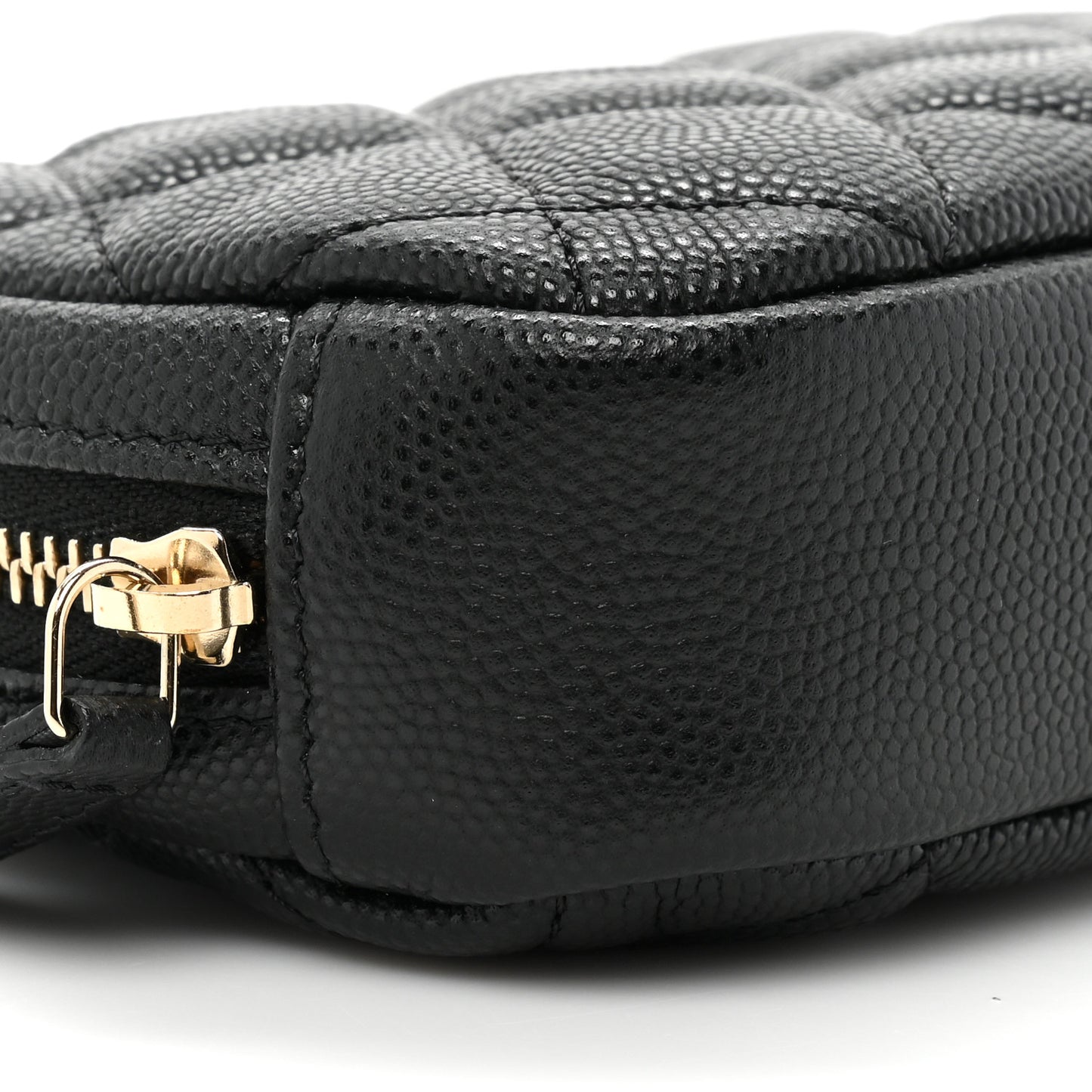 Caviar Quilted Small Curvy Pouch Cosmetic Case Black