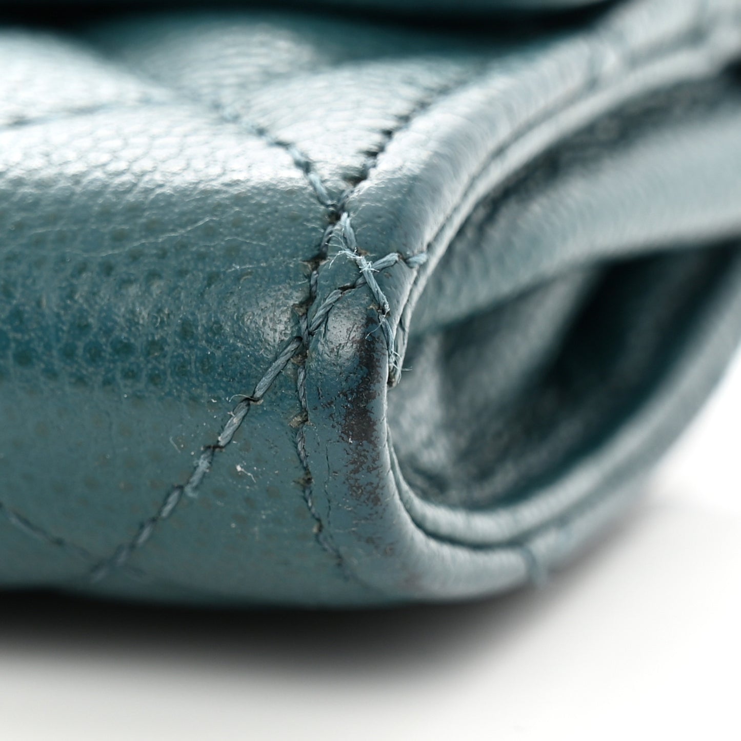 Caviar Quilted Flap Card Holder Turquoise