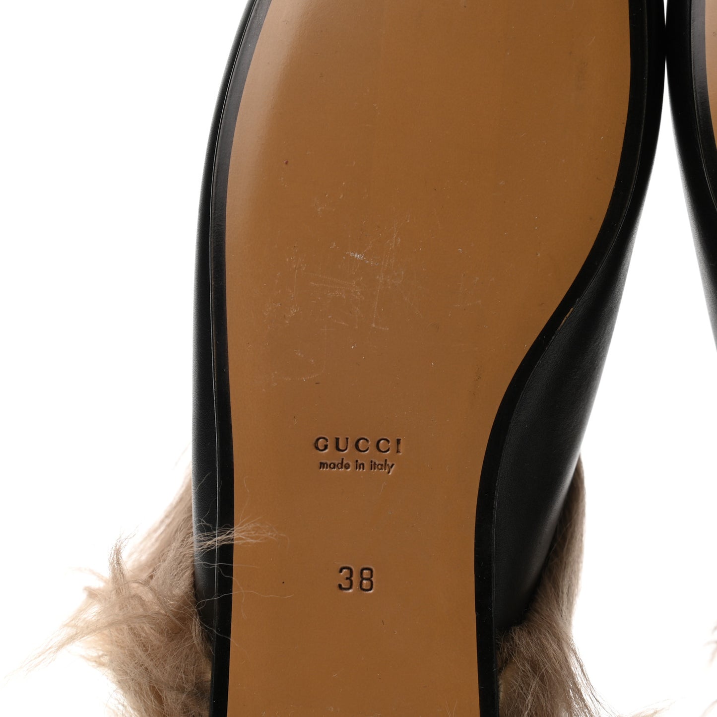 Calfskin Fur Womens Princetown Slippers 38 Black