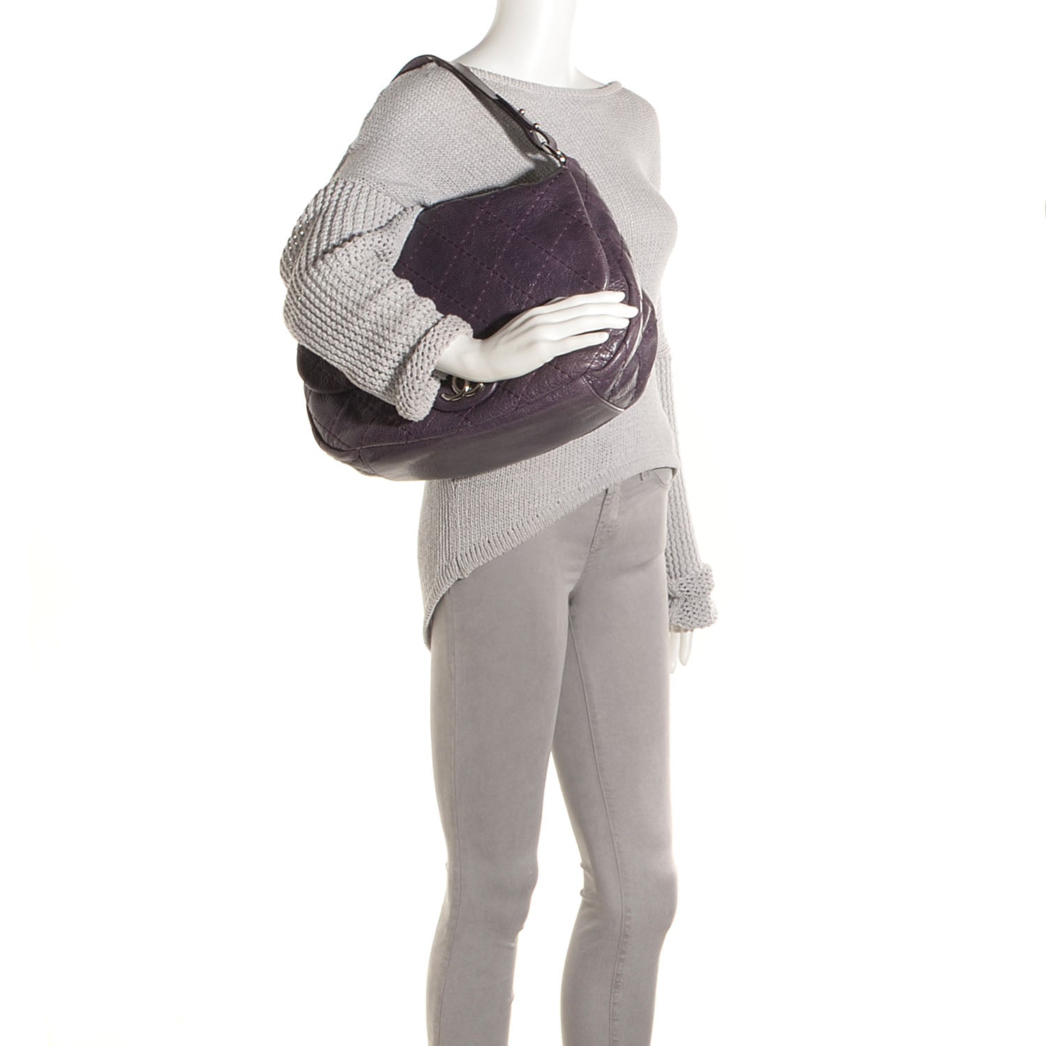 Chanel Glazed Calfskin On The Road XL Flap Dark Purple 2 of 9