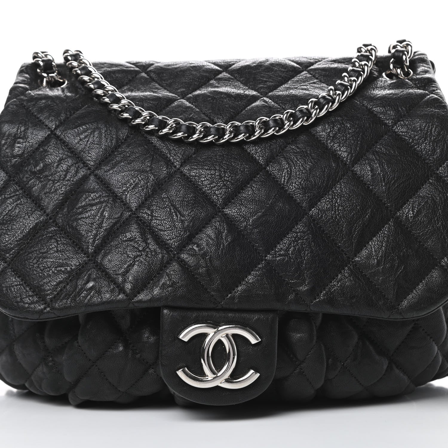 Chanel Washed Lambskin Quilted Large Chain Around Flap Black 8 of 12