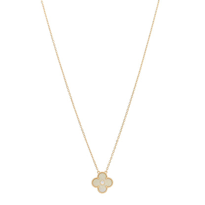 Van Cleef & Arpels 18K Yellow Gold Diamond Yellow Mother of Pearl Vintage Alhambra Pendant Necklace 1 of 5