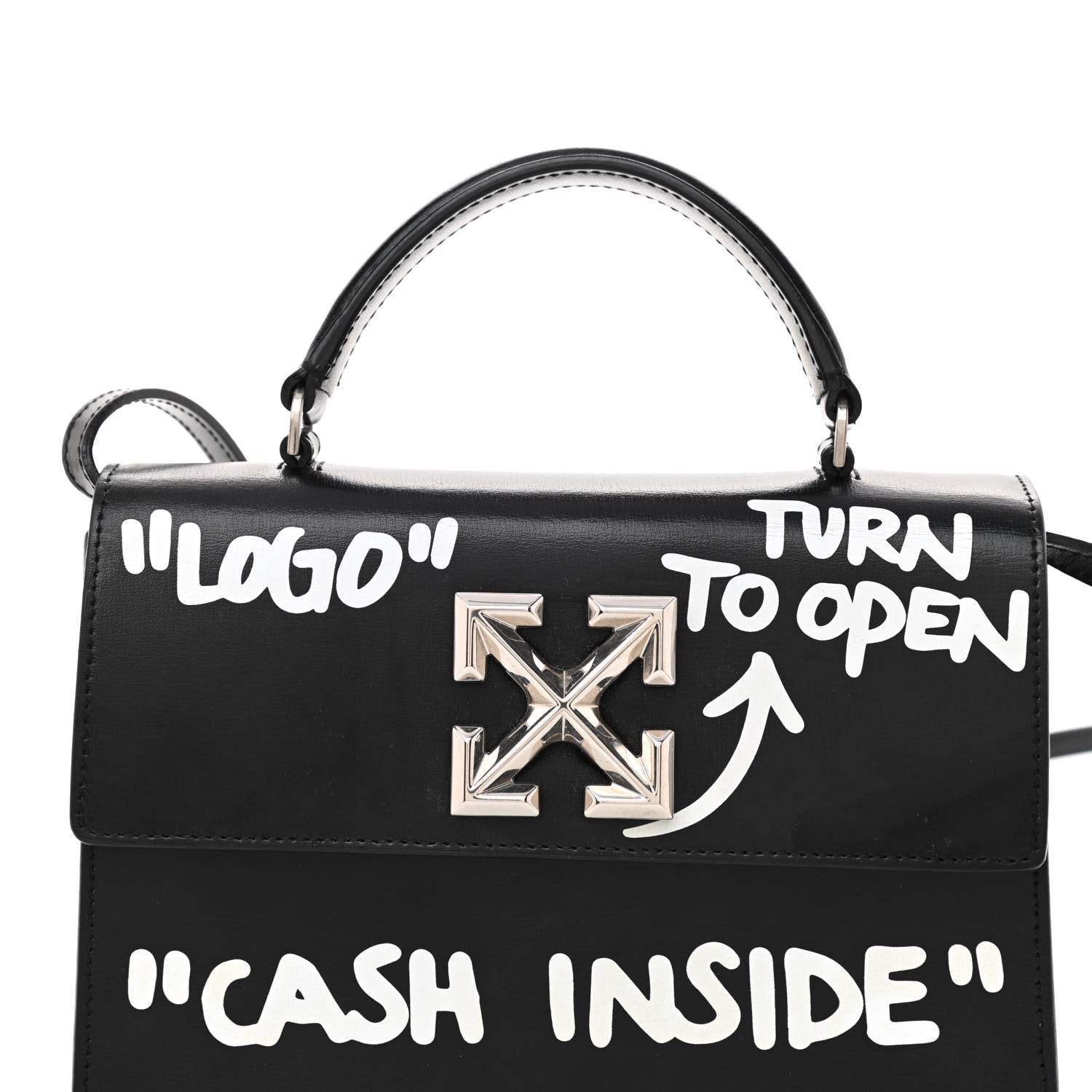 Off-White Calfskin Cash Jitney 1.4 Shoulder Bag Black 9 of 11