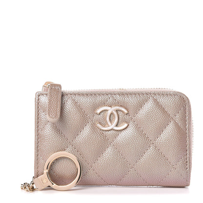 Chanel Iridescent Caviar Quilted Key Holder Case Beige 1 of 9