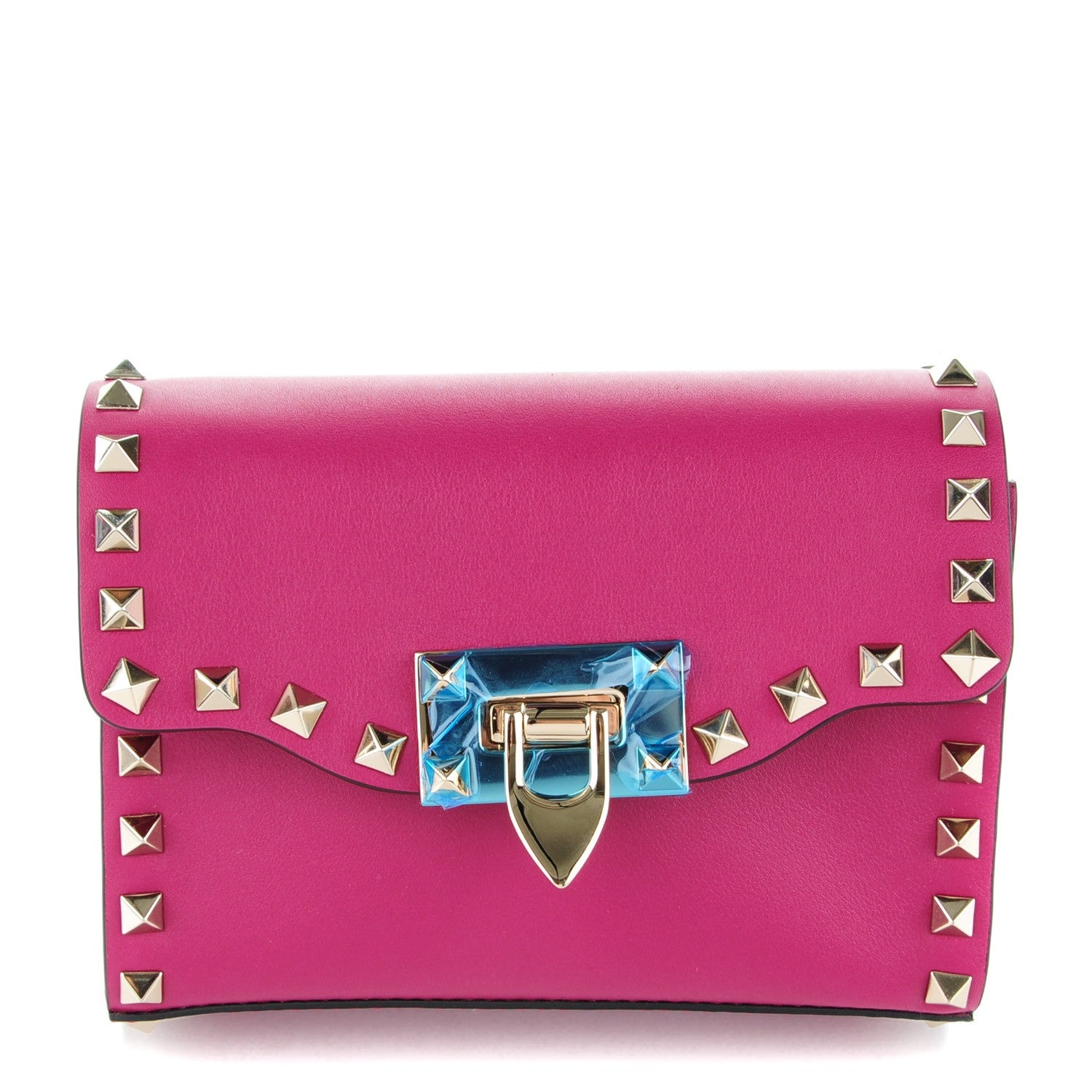 Valentino Garavani Vitello Mini Rockstud Flip Lock Crossbody Bag Deep Cyclamin 1 of 6