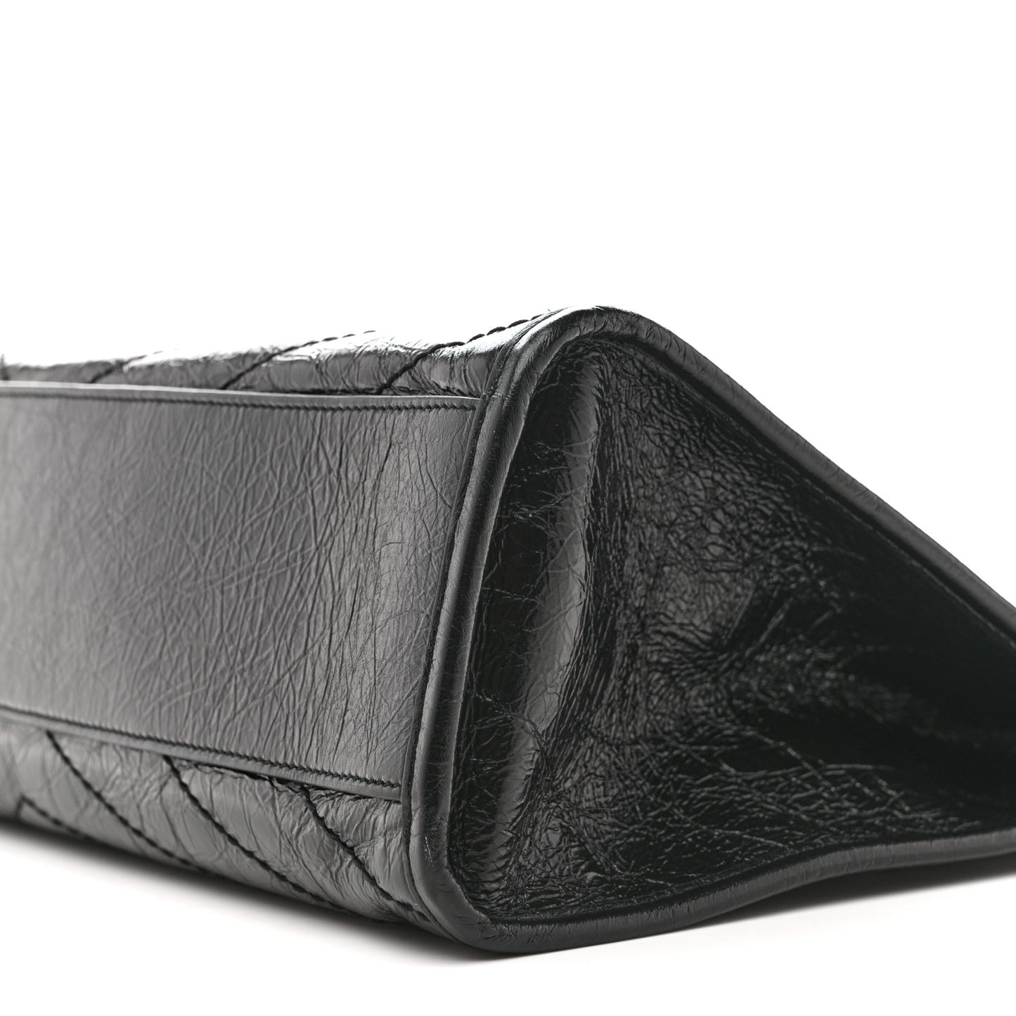 Crinkled Calfskin Matelasse Monogram Medium Niki Shopper Tote Black