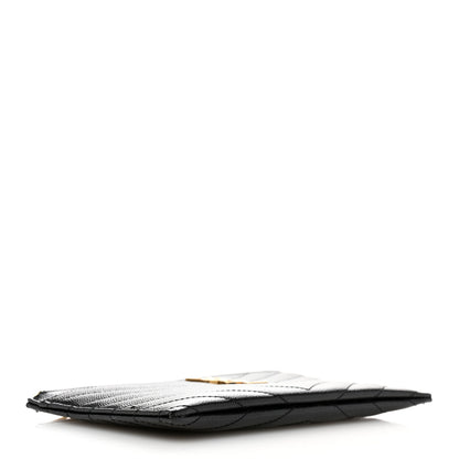 Saint Laurent Grain De Poudre Chevron Monogram Bill Pouch Black 4 of 7