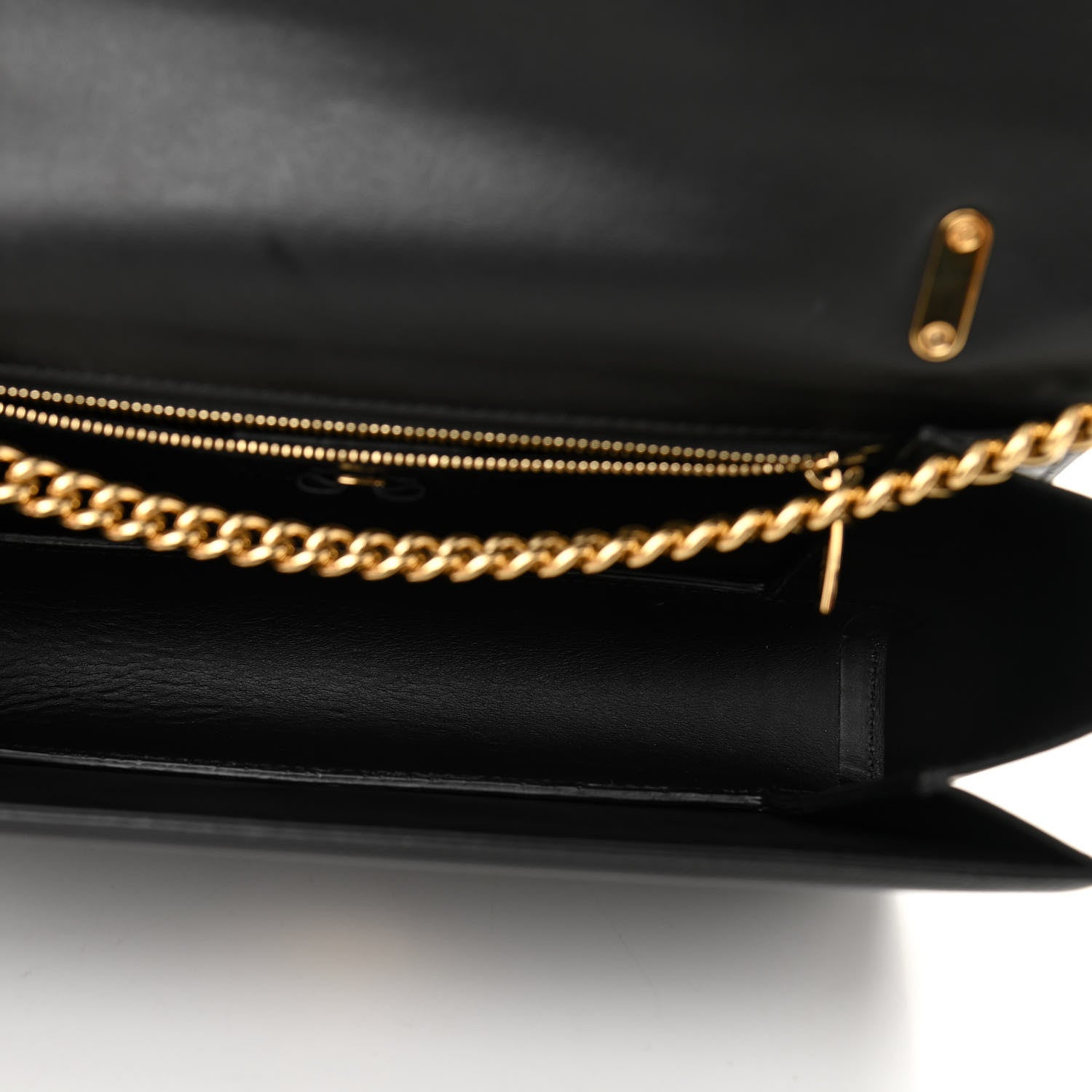 Salvatore Ferragamo Hammered Calfskin Vara Bow Chain Flap Crossbody Black 5 of 9