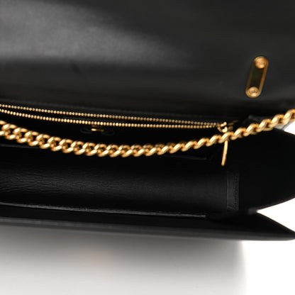 Salvatore Ferragamo Hammered Calfskin Vara Bow Chain Flap Crossbody Black 5 of 9