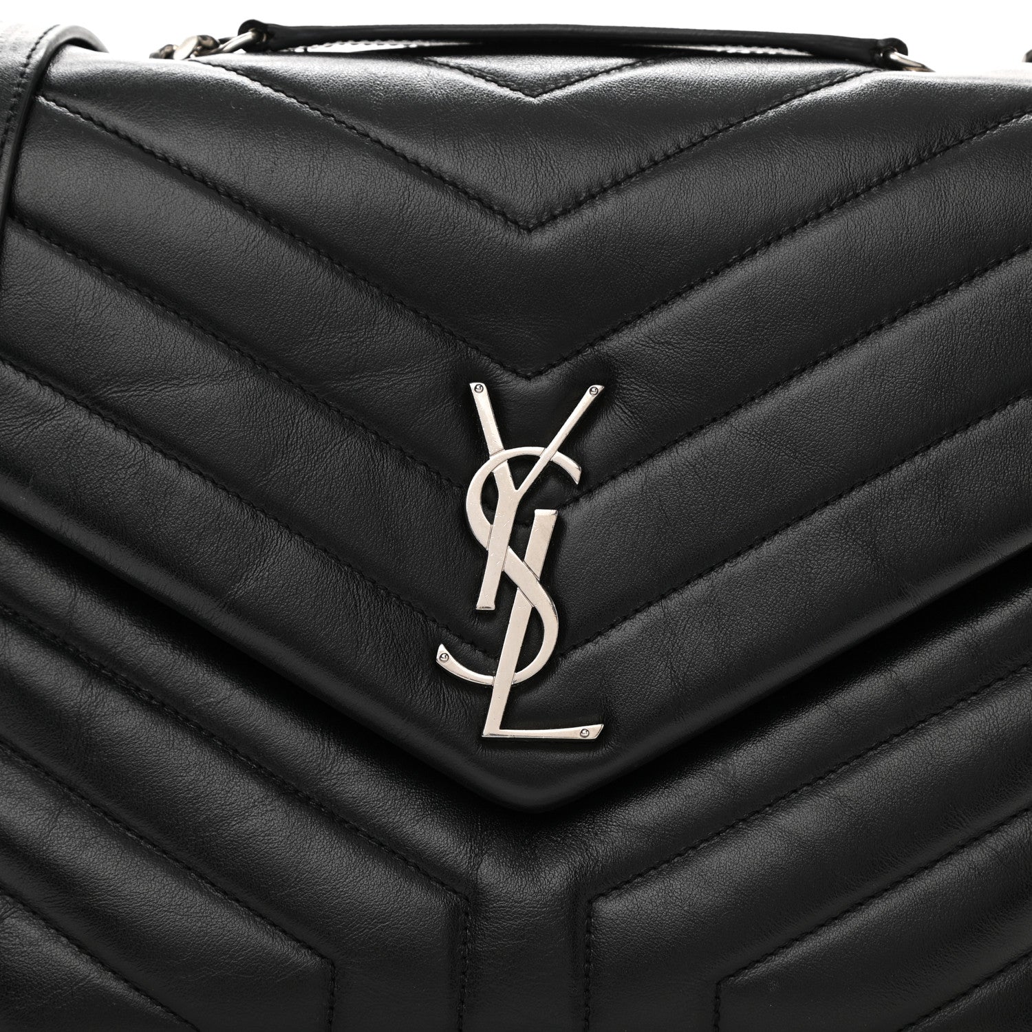 Saint Laurent Calfskin Y Quilted Monogram Medium Loulou Chain Satchel Black 9 of 15