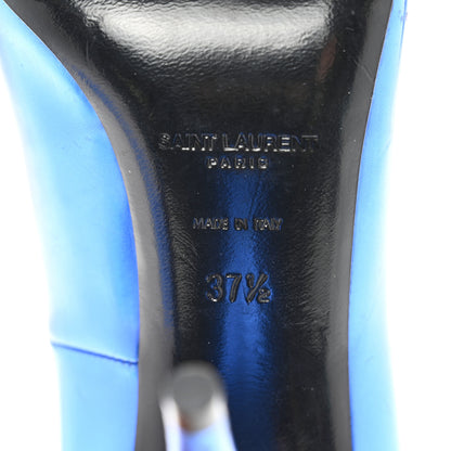 Saint Laurent Metallic Calfskin Kiki 100 Pumps 37.5 Blue 6 of 14