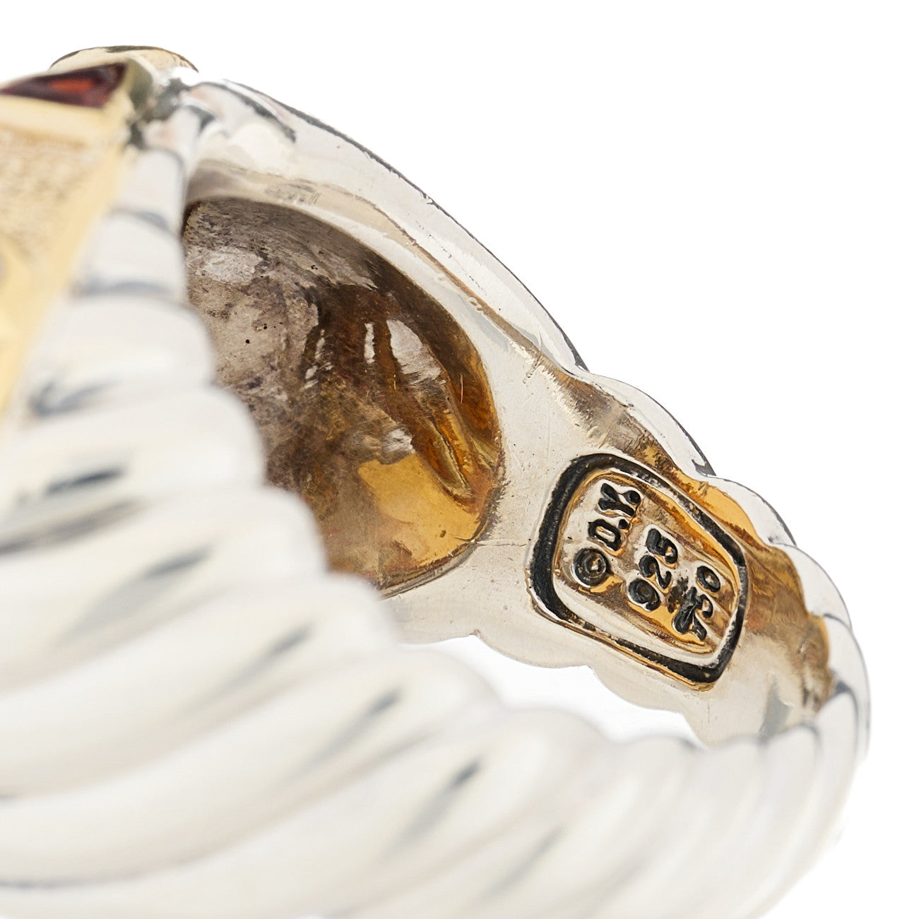David Yurman Sterling Silver 18K Yellow Gold Diamond Citrine Garnet Renaissance Ring 52 6 5 of 5