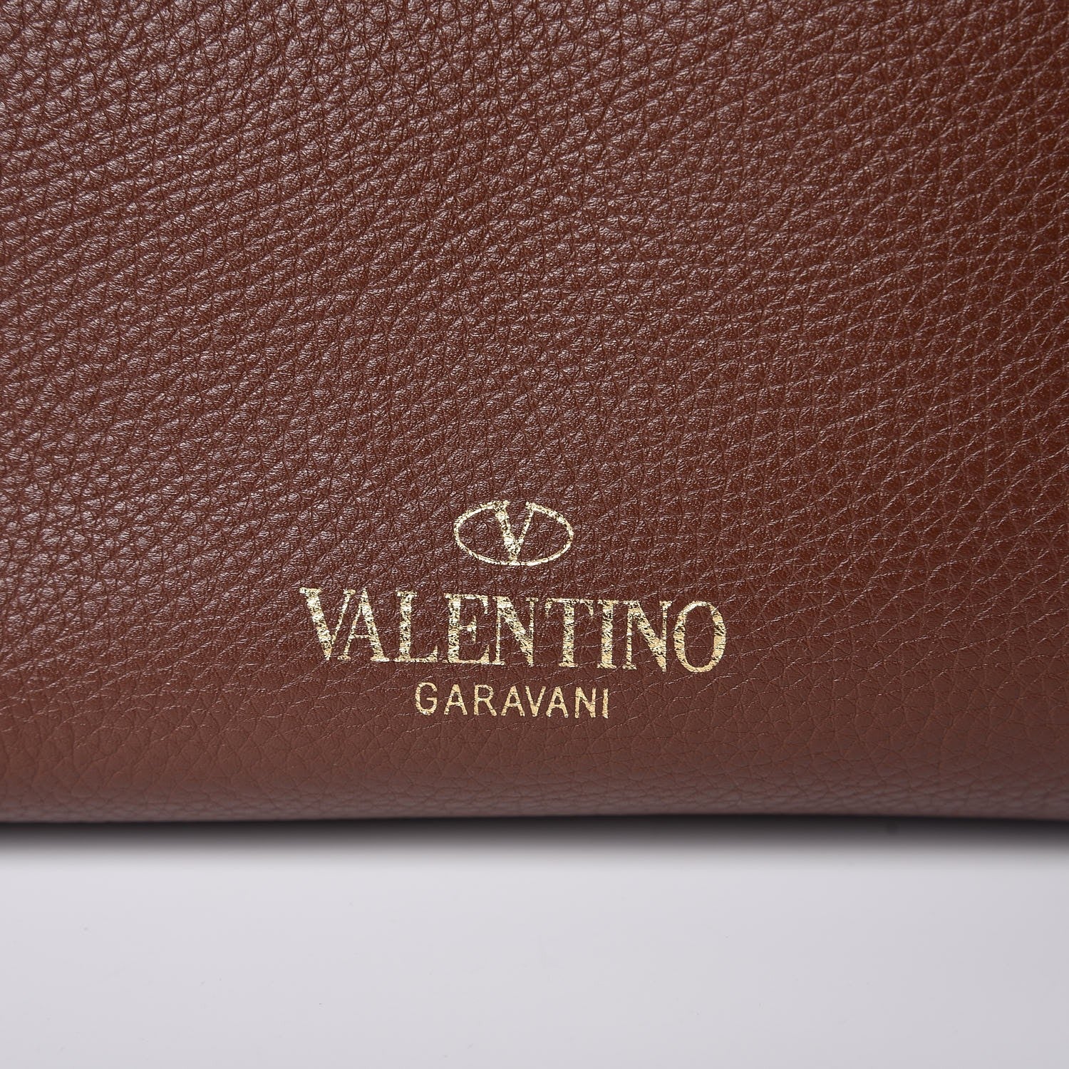 Valentino Garavani Pebbled Calfskin Rockstud Double Handle Cinch Tote Light Brown 14 of 15