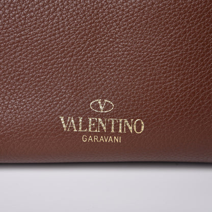 Valentino Garavani Pebbled Calfskin Rockstud Double Handle Cinch Tote Light Brown 14 of 15