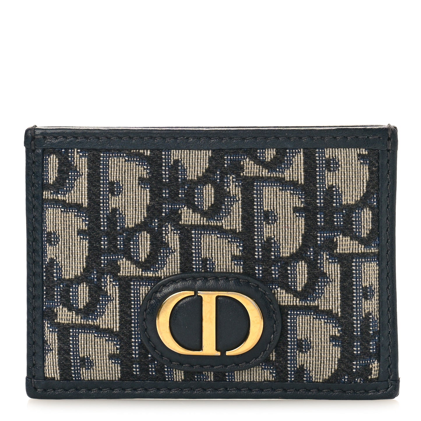 Oblique Calfskin Card Holder Black