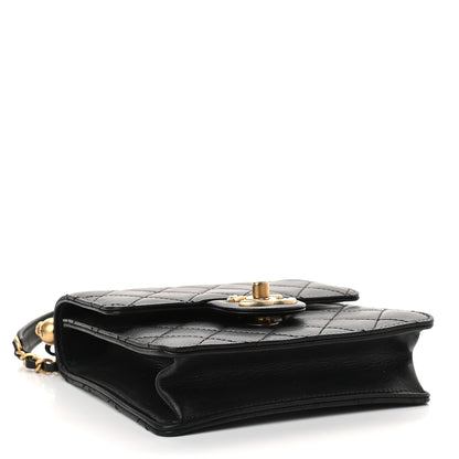 Chanel Goatskin Quilted Chic Pearls Flap Black 4 of 9