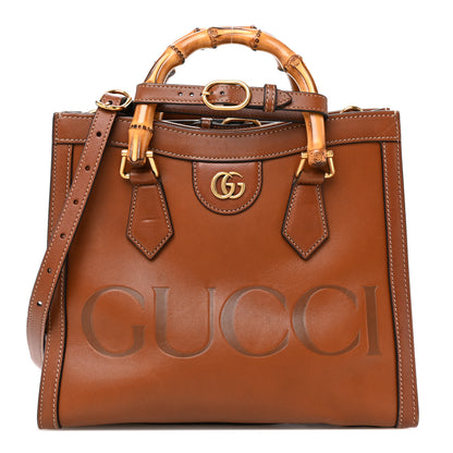 Gucci Charisma Calfskin Gucci Embossed Small Diana Tote Bag Peanut Brown 1 of 12