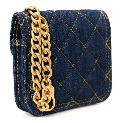 Chanel Denim Quilted Double You Flap Bag Charm Blue 3 of 8