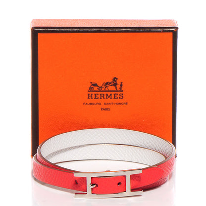 Hermes Epsom Behapi Double Tour Bracelet L Rose Jaipur White 3 of 6