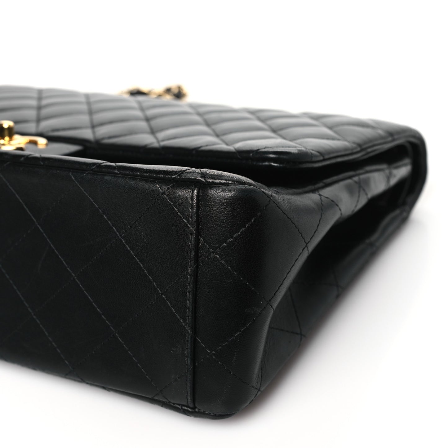 Lambskin Quilted Maxi Double Flap Black