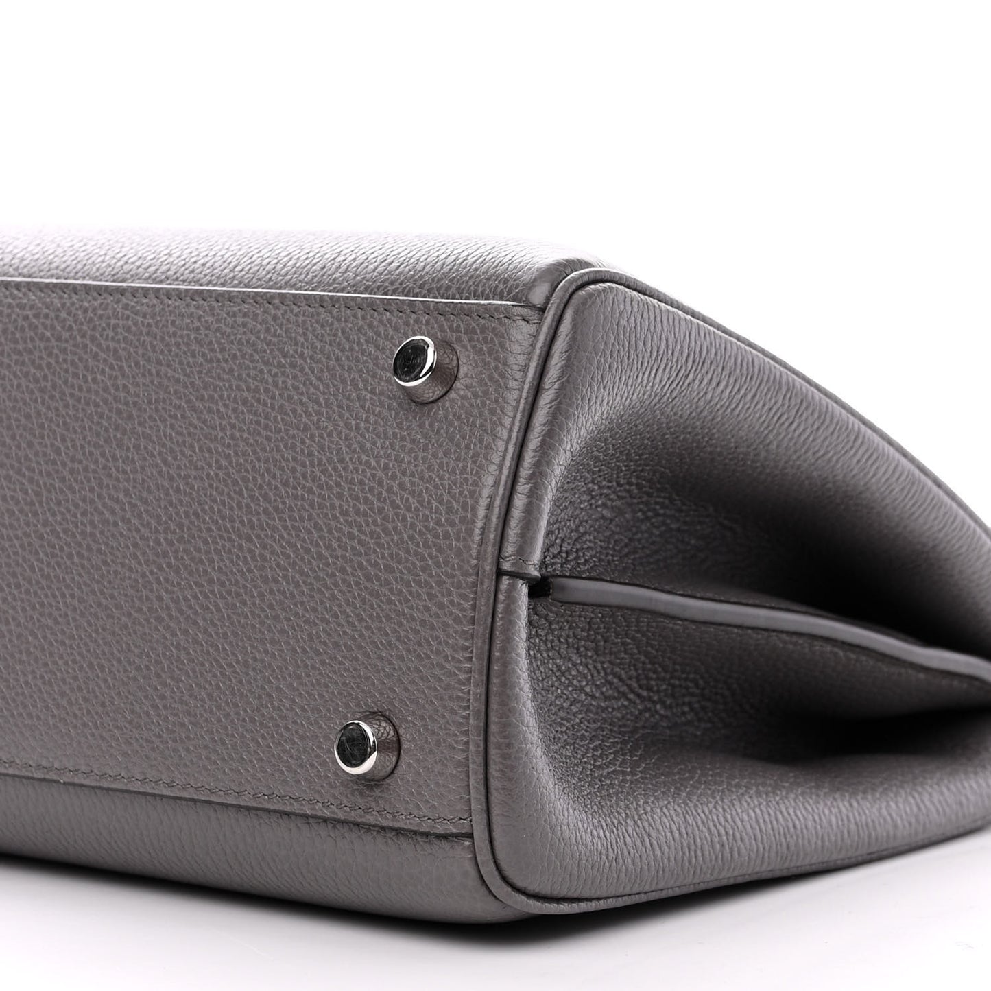 Grainy Calfskin Small Zumi Top Handle Bag Dusty Grey
