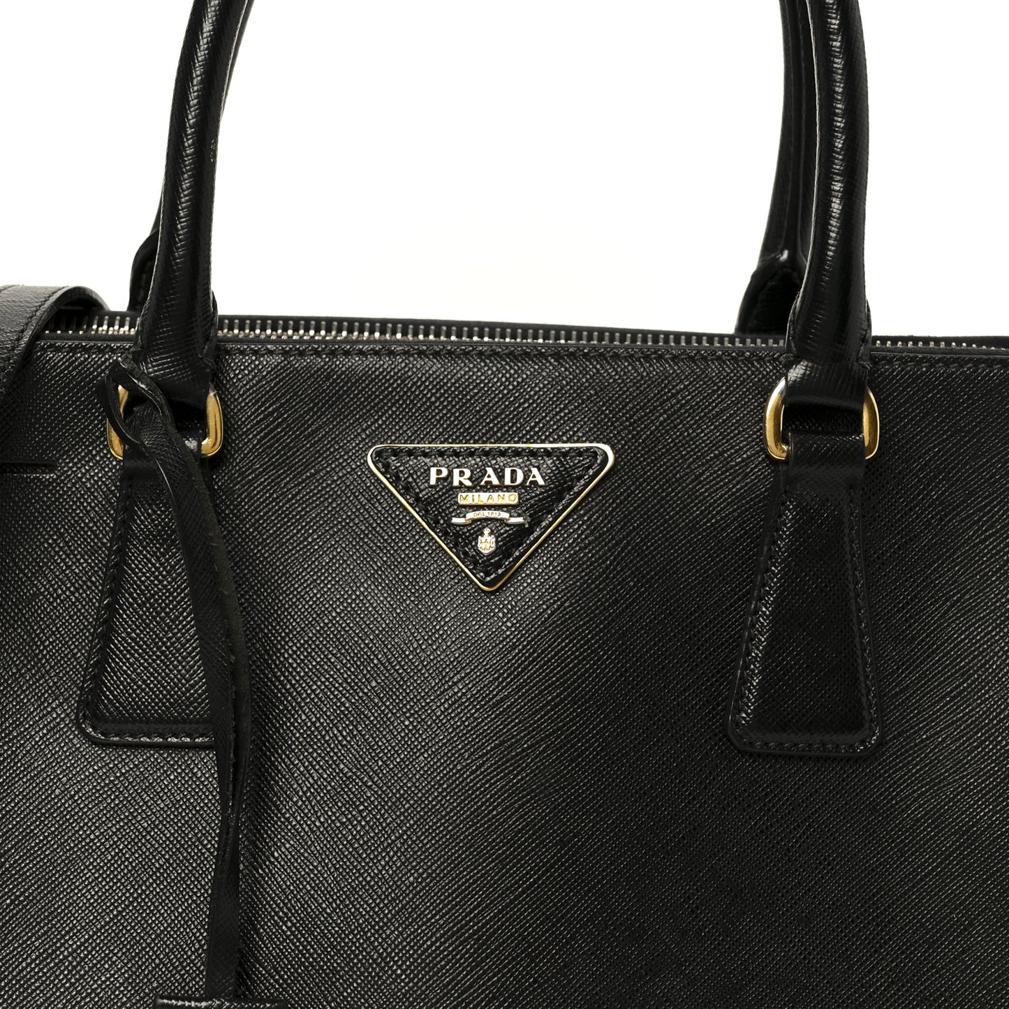 Saffiano Lux Small Galleria Double Zip Tote Black