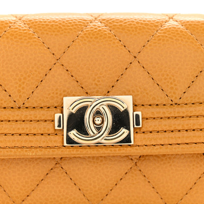 Chanel Caviar Quilted Boy Flap Card Holder Yellow 9 of 10