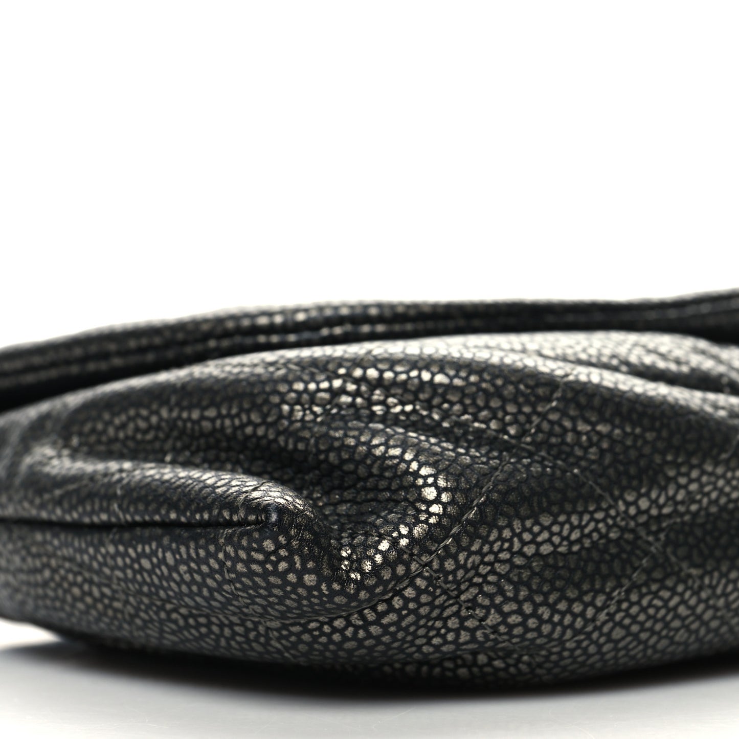 Metallic Caviar Half Moon Wallet On Chain WOC Bronze
