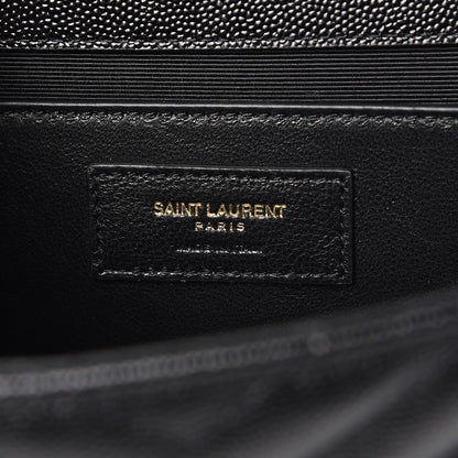 Saint Laurent Grain De Poudre Matelasse Chevron Medium Monogram Satchel Black 7 of 9