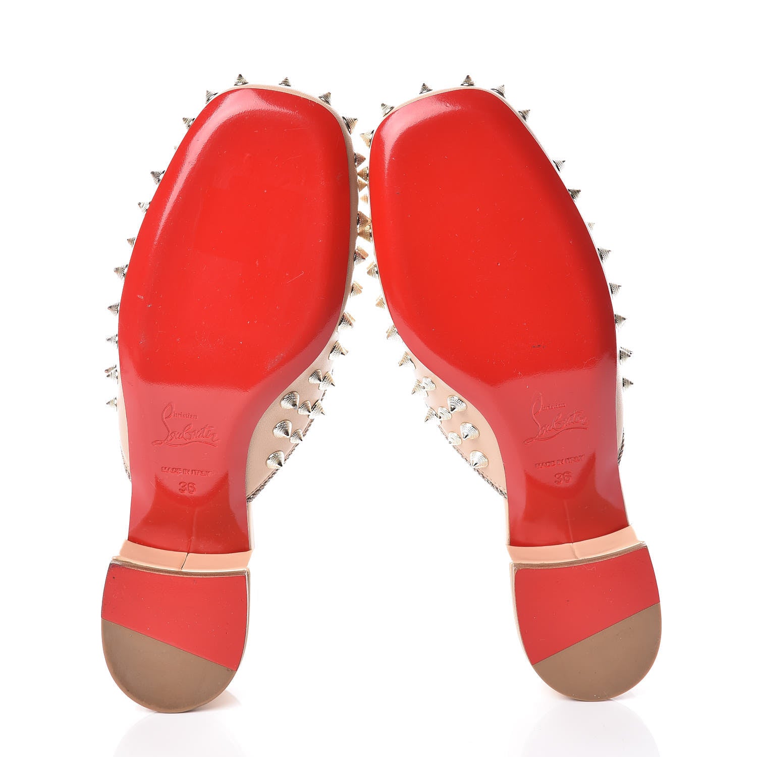 Christian Louboutin Shiny Nappa Spikes Mulaconka 35 Mules 36 Nude 5 of 8