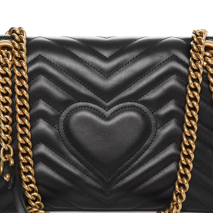 Gucci Calfskin Matelasse Small GG Marmont Shoulder Bag Black 5 of 9