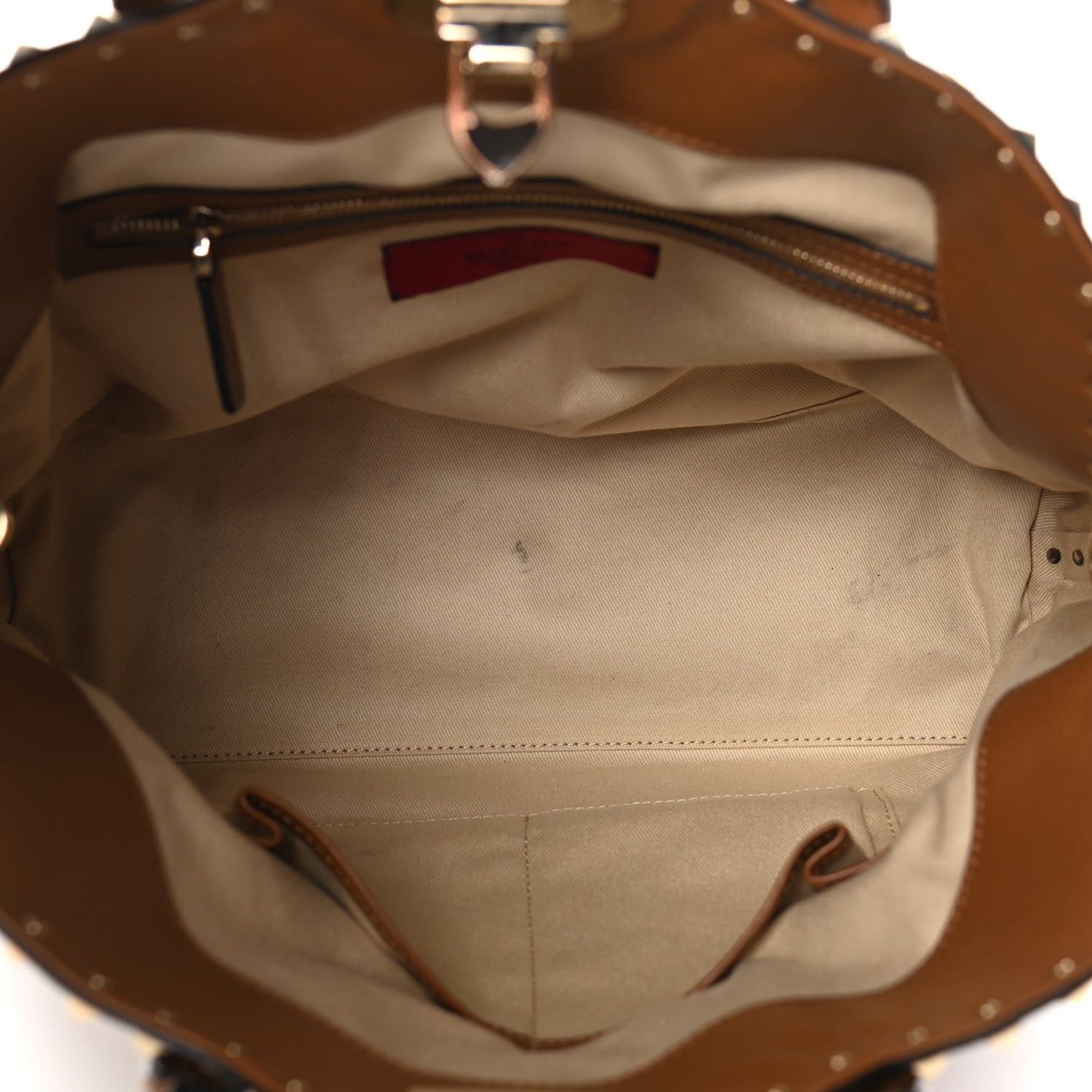 Vitello Rockstud Dome Satchel Deep Cuir