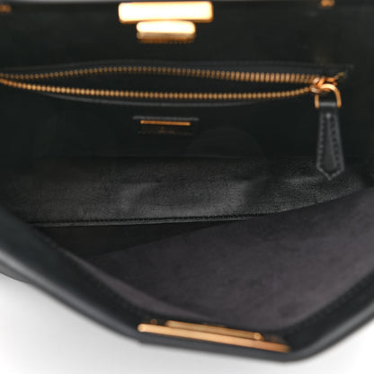 Fendi Vitello Seta Shiny Nappa Large Peekaboo Iconic Satchel Black 6 of 9