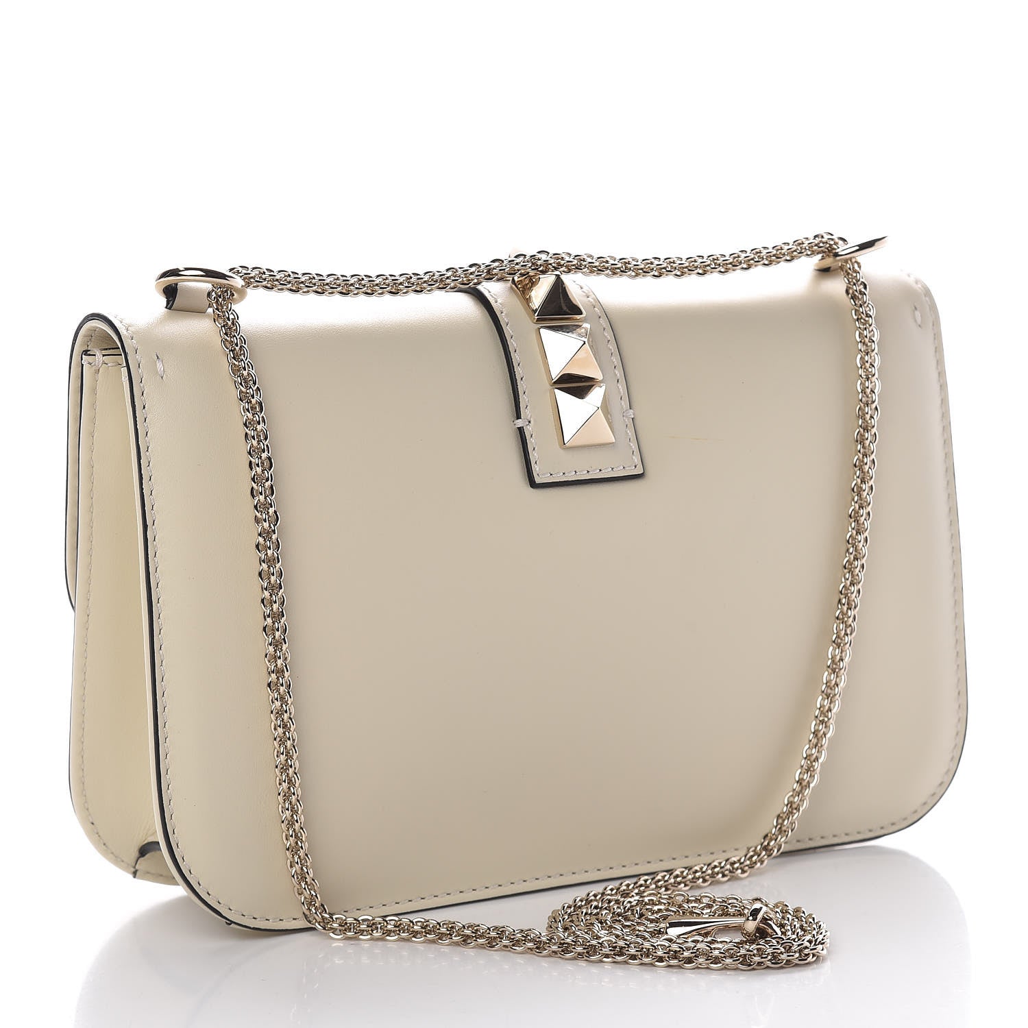 Valentino Garavani Vitello Medium Glam Lock Rockstud Flap Light Ivory 3 of 12