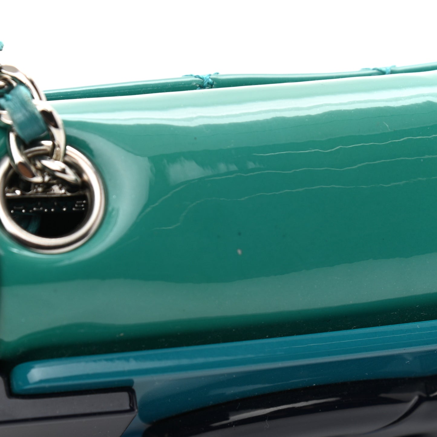 Plexiglass Patent Mini Boy Brick Flap Turquoise Navy