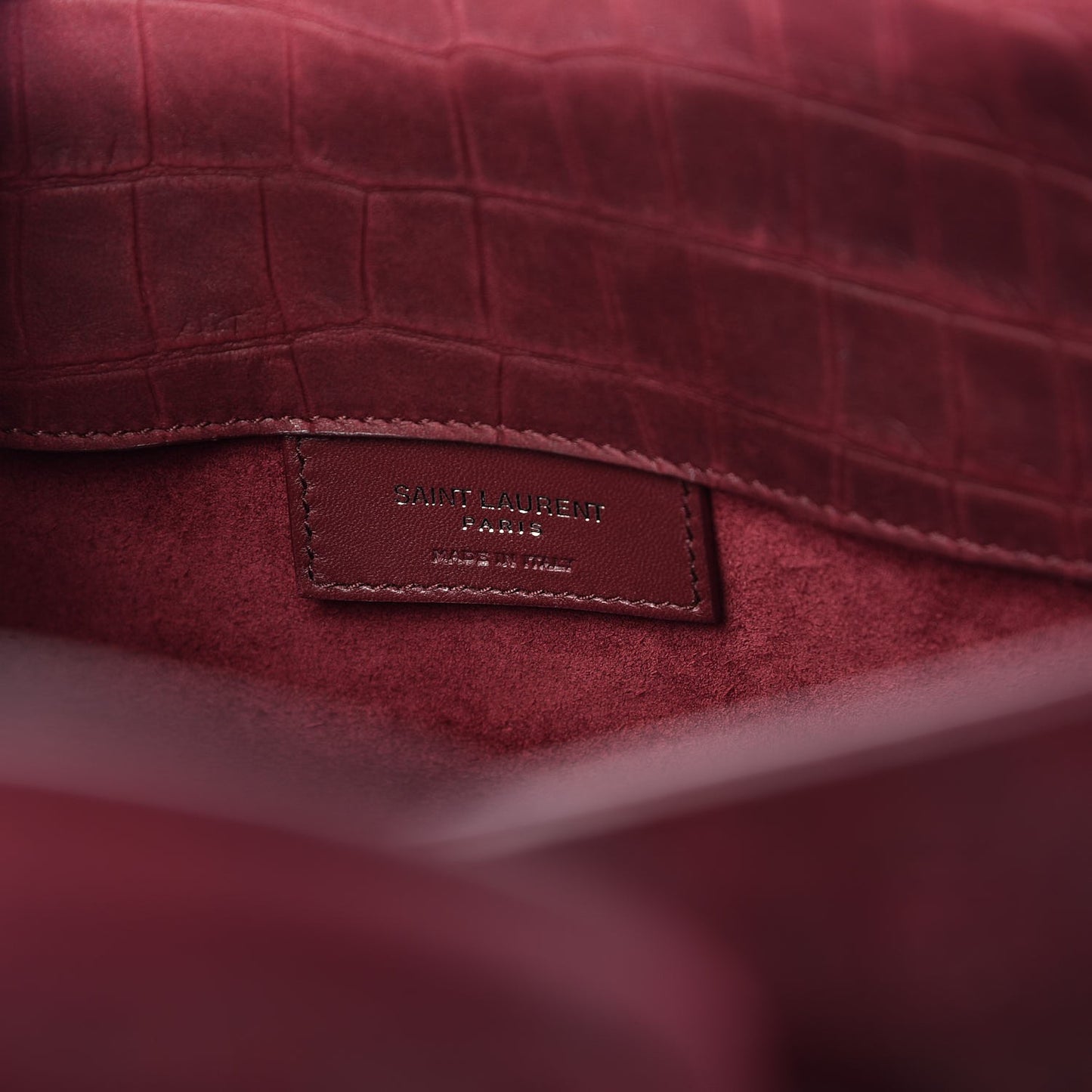 Crocodile Embossed Suede Small Sac de Jour Dark Red
