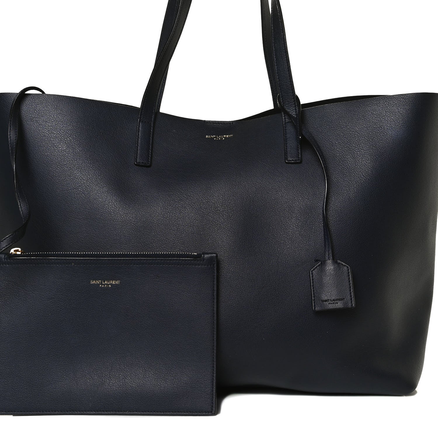 Saint Laurent Calfskin Large Shopping Tote Navy 10 of 17