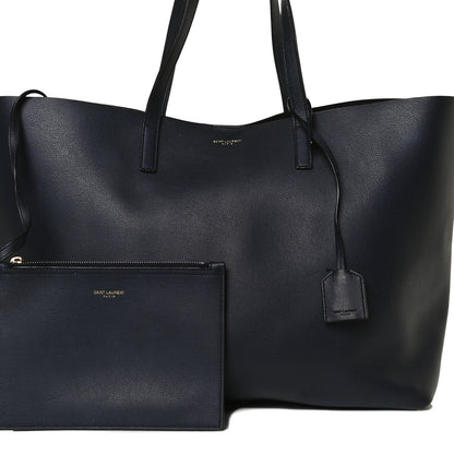 Saint Laurent Calfskin Large Shopping Tote Navy 10 of 17