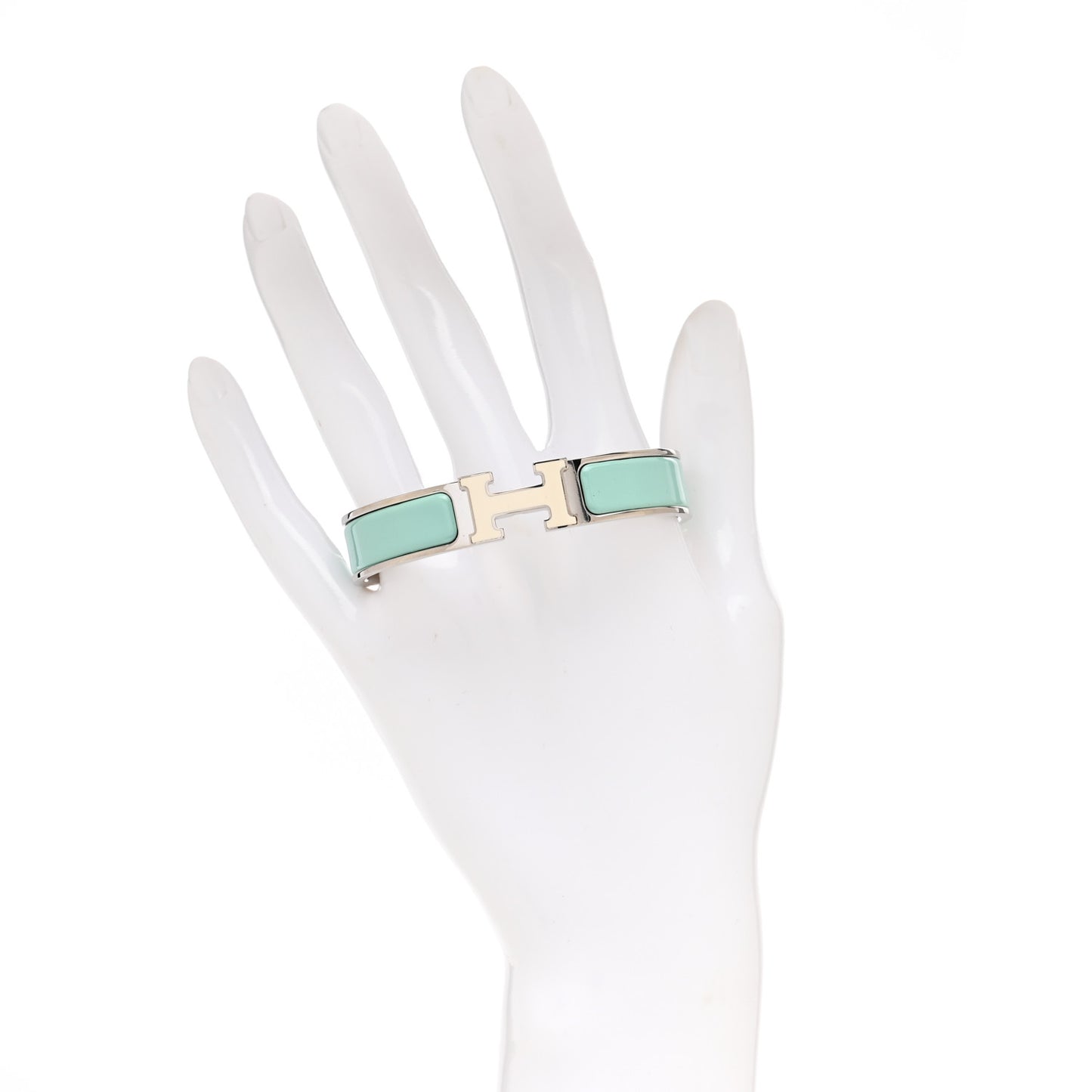 Enamel Narrow Clic Clac H Bracelet PM Lagon White