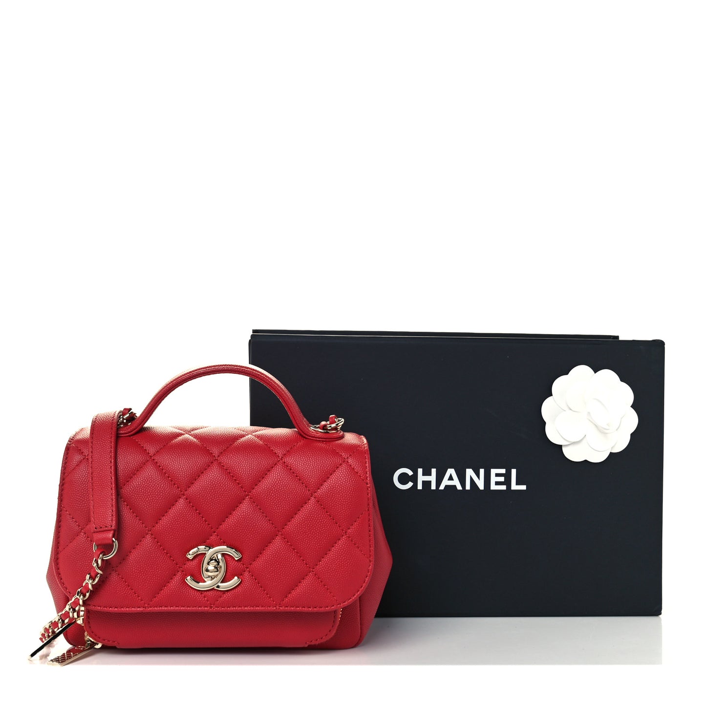 Caviar Quilted Small Business Affinity Flap Red