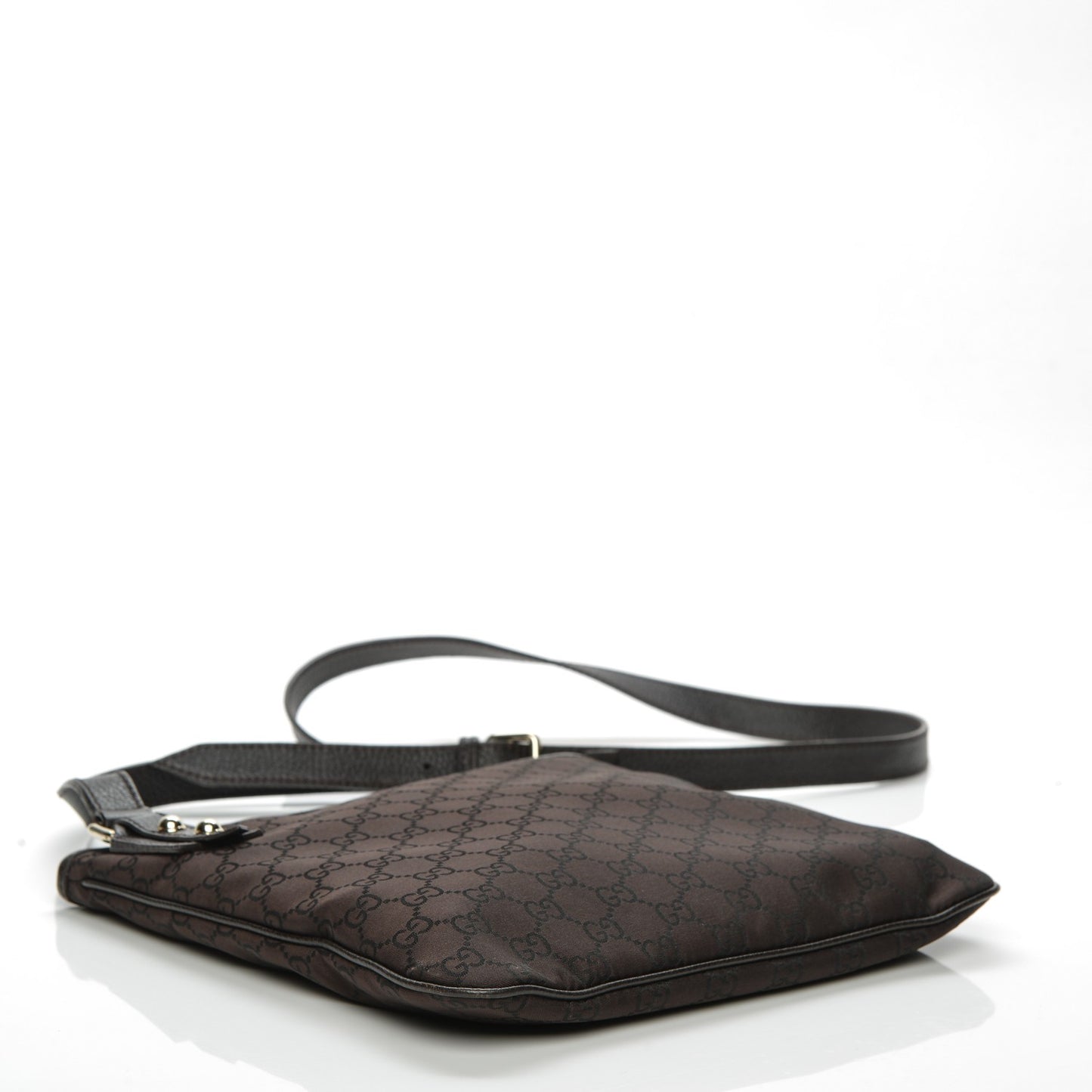 Nylon Monogram Flat Messenger Bag Brown