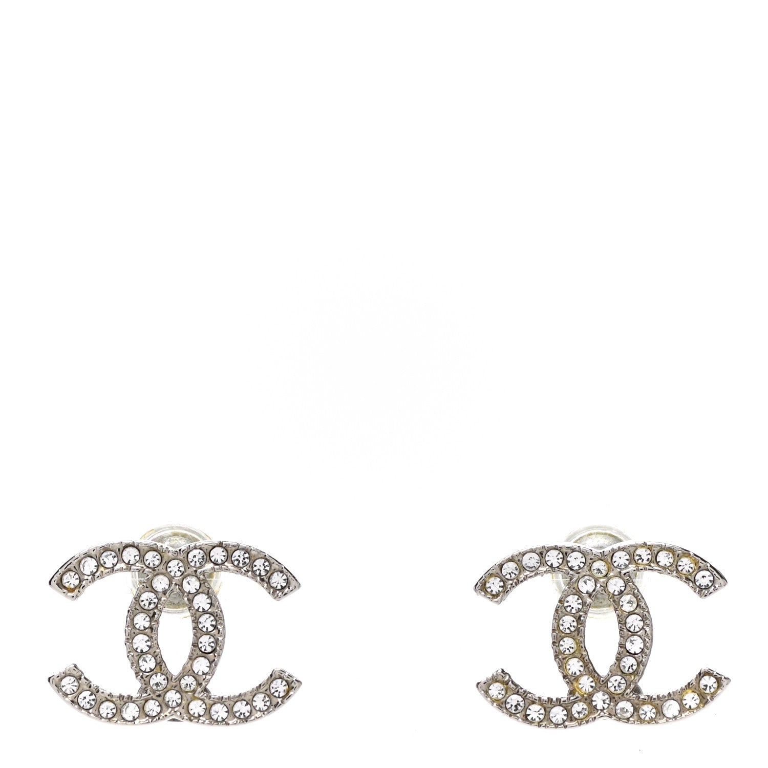 Chanel Crystal CC Earrings Silver 1 of 4