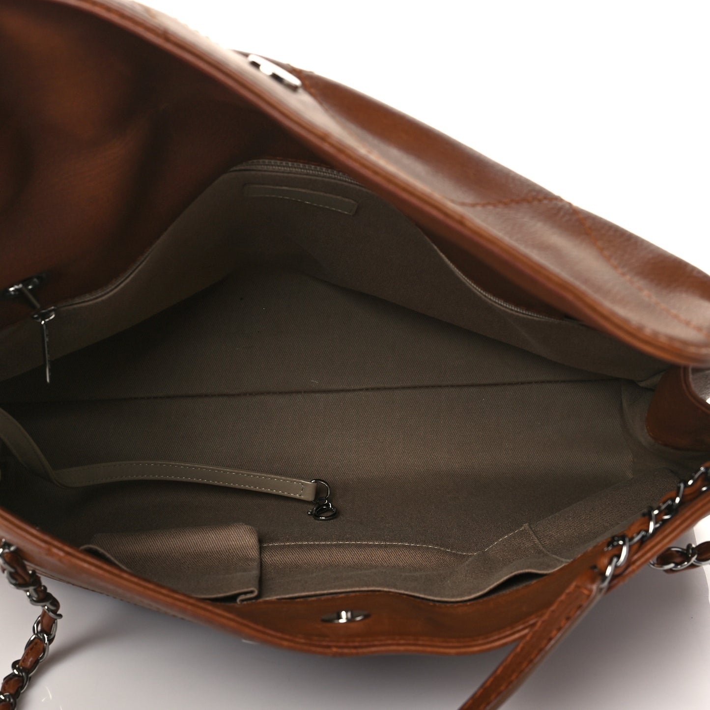 Washed Calfskin Diamond Stitch Large Hamptons Shopping Tote Brown