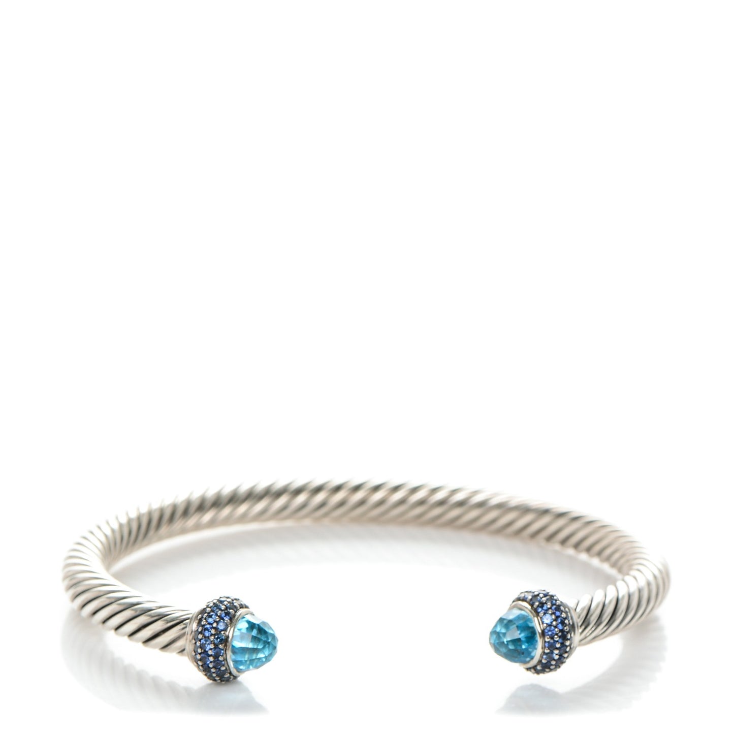 Sterling Silver Sapphire Blue Topaz 5mm Cable Candy Bracelet