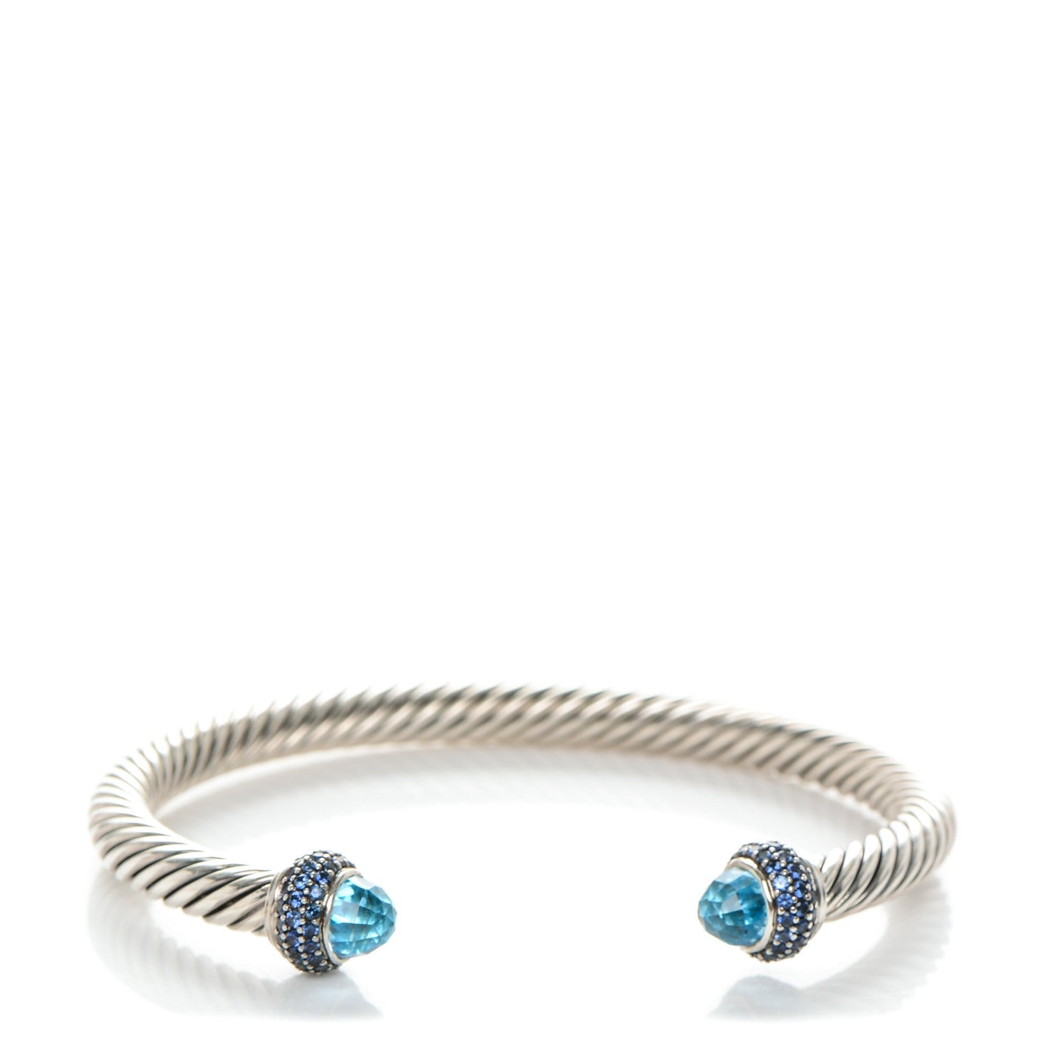 David Yurman Sterling Silver Sapphire Blue Topaz 5mm Cable Candy Bracelet 1 of 6