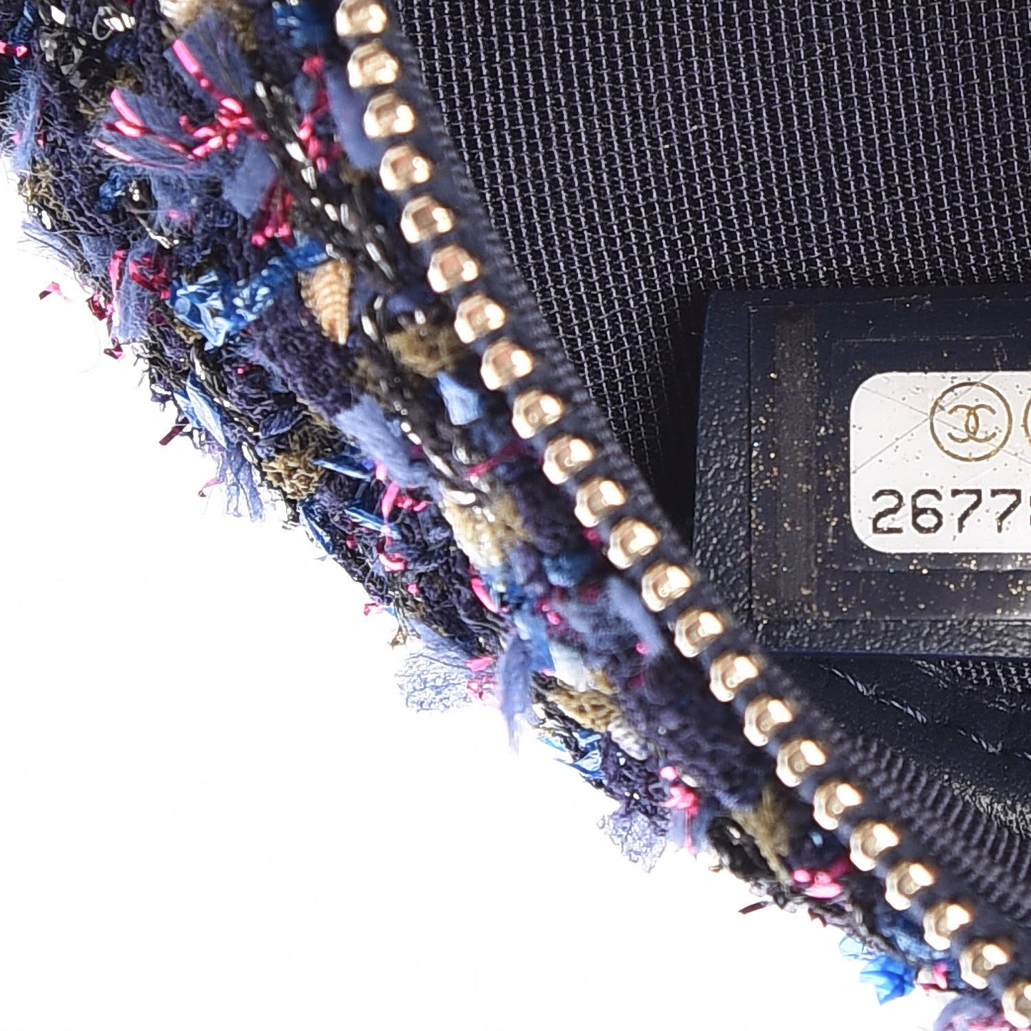 Tweed Round Clutch With Chain Multicolor