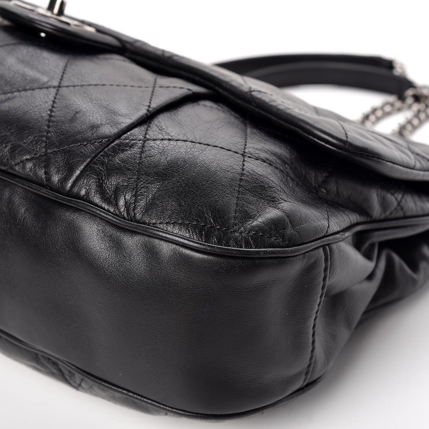 Calfskin Coco Pleats Flap Black
