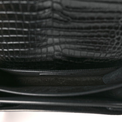 Saint Laurent Calfskin Crocodile Embossed Medium Monochrome Monogram Sunset Black 5 of 8