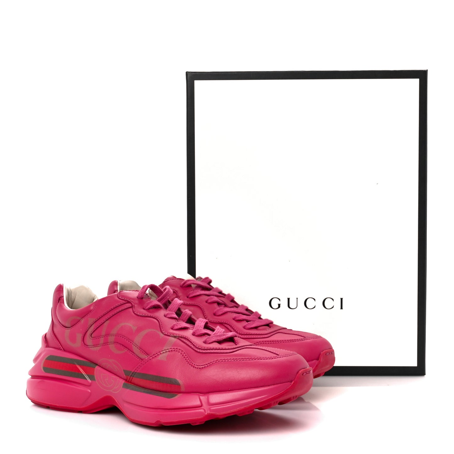 Calfskin Logo Mens Rhyton Sneakers 9 Box Pink